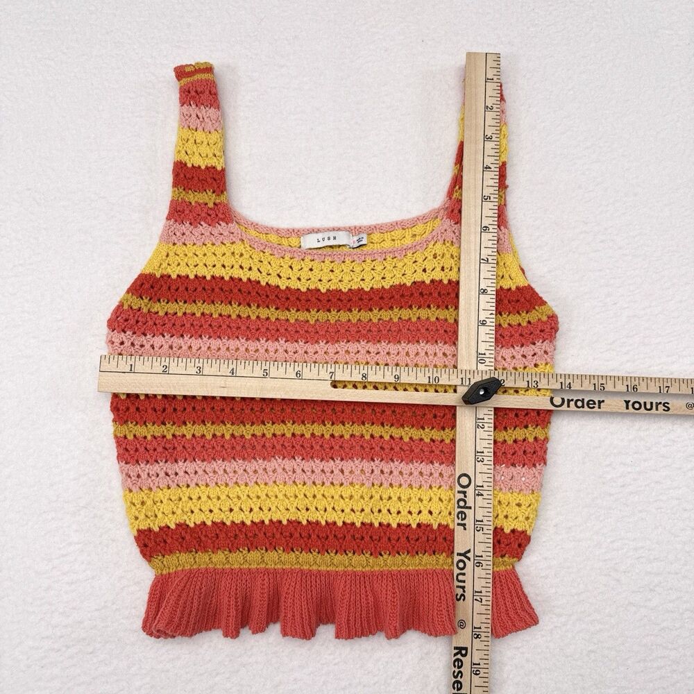 Lush Knit Tank Top Size Small Striped Crochet Indie Boho Y2K Crop‎ Festival - Picture 6 of 8